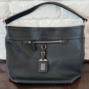 Prada Black Textured Leather Messenger Bag